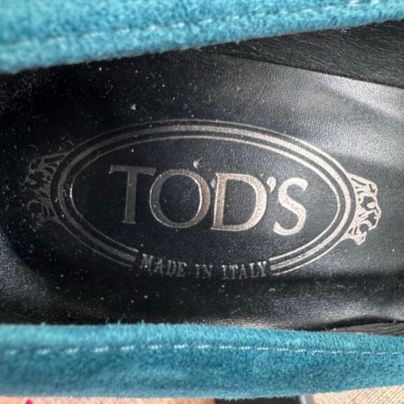 Tod's Blue Suede Platform Pumps w/ Rubber Pebbles Size 39.5/ US 9.5 - Picture 5 of 9